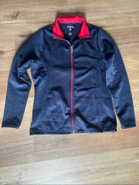 Antigua Black Jacket with Red Collar and Zip